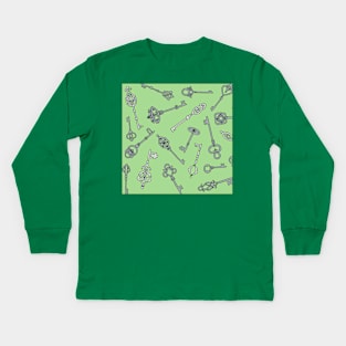 Skeleton Keys Green Palette Kids Long Sleeve T-Shirt